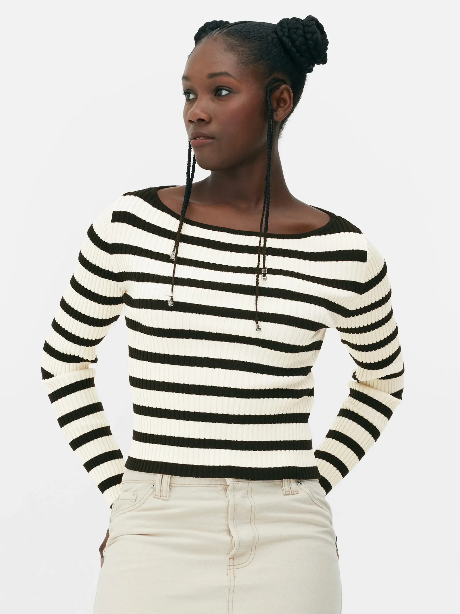 Femme Primark Pulls Et Gilets|Haut Côtelé à Col Bateau