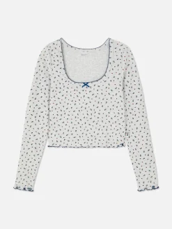 Femme Primark Hauts De Pyjama|Haut De Pyjama Côtelé à Petites Fleurs