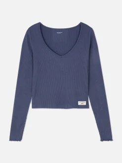 Femme Primark Hauts De Pyjama|Haut De Pyjama En Jersey Côtelé à Manches Longues