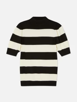 Femme Primark Pulls Et Gilets|Haut Tricoté à Col Montant Et Manches Bouffantes