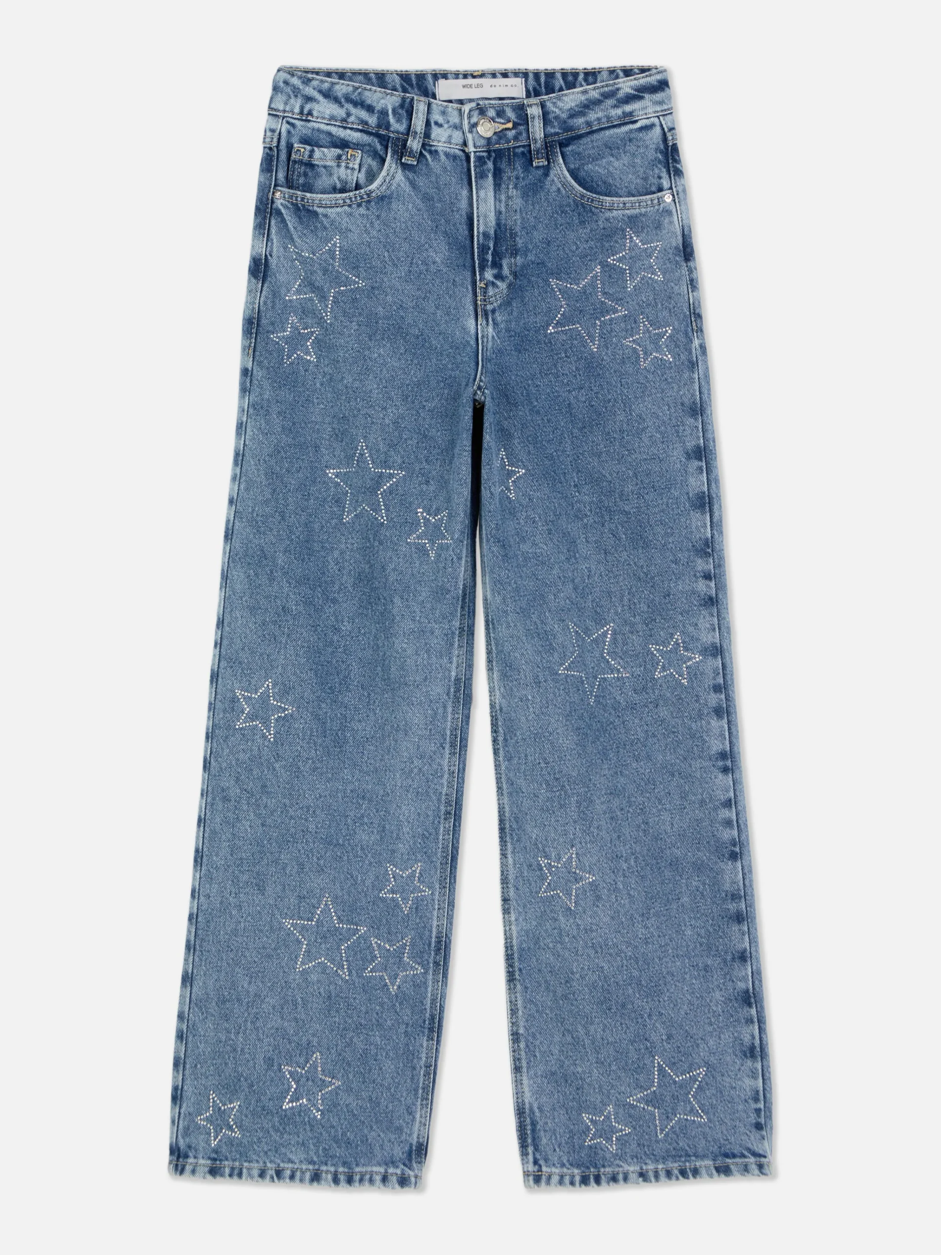 Enfant Primark Jean|Jean Denim Large Avec Motif étoile à Strass