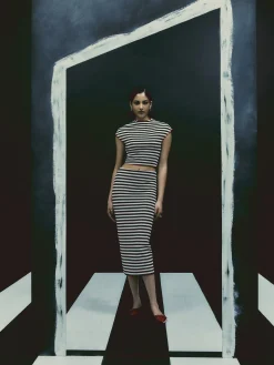 Femme Primark Vêtements Gothiques|Tout Halloween|Jupe Mi-longue à Rayures Beetlejuice X Colleen Atwood à Coordonner