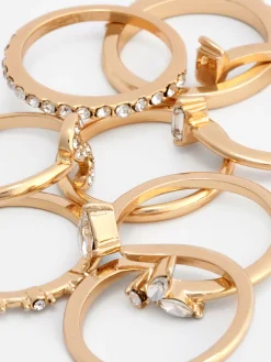 Femme Primark Bijoux|Lot De 8 Bagues à Initiale Et Strass