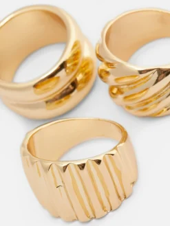 Femme Primark Bijoux|Lot De 3 Bagues épaisses Mélangées