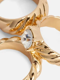 Femme Primark Bijoux|Lot De 3 Bagues Striées à Superposer Rita Ora