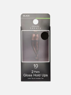 Femme Primark Collants|Lot De 2 Bas Autofixants Brillants 10 Deniers