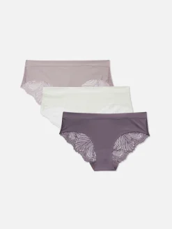 Femme Primark Culotte|Lot De 3 Culottes Brésiliennes Invisibles à Dos En Dentelle