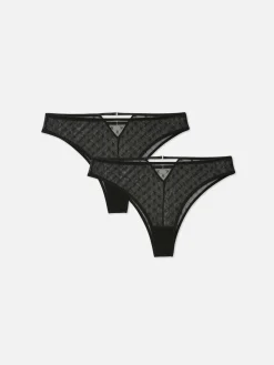 Femme Primark Culotte|Lot De 2 Culottes Brésiliennes En Maille Monogramme