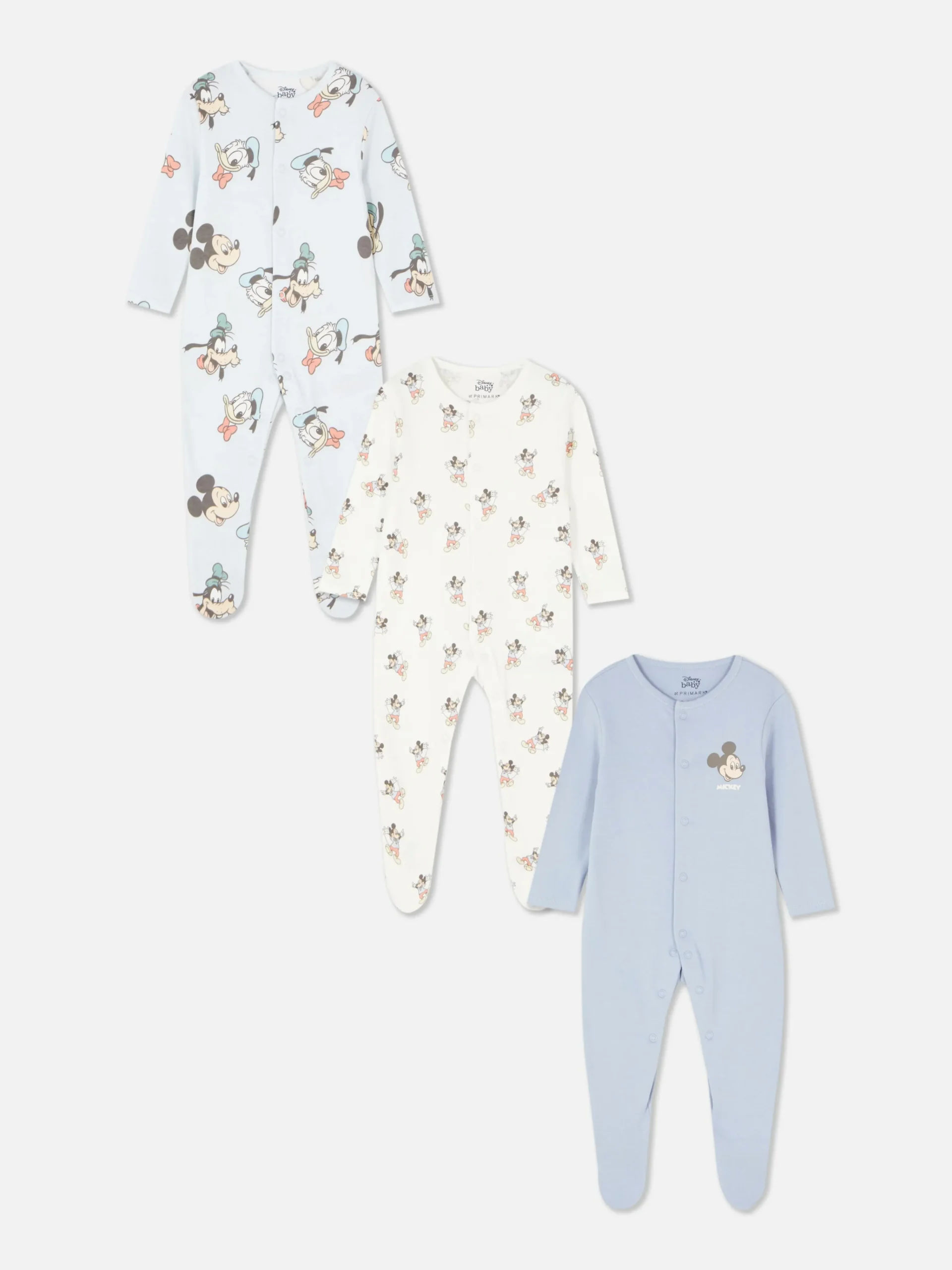 Primark Grenouillères Et Gigoteuses|Lot De 3 Grenouillères Disney Mickey Mouse Et Ses Amis