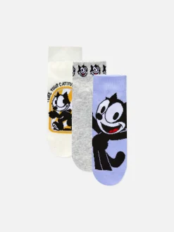 Femme Primark Chaussettes|Lot De 3 Paires De Chaussettes De Sport Felix Le Chat