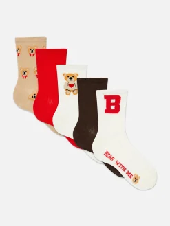 Femme Primark Chaussettes|Lot De 5 Paires De Chaussettes Graphiques Ours