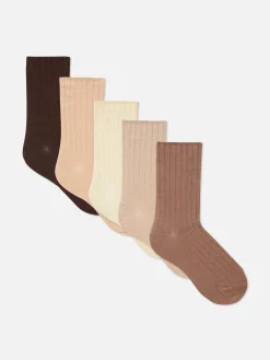 Femme Primark Chaussettes|Lot De 5 Paires De Chaussettes Côtelées