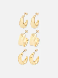 Femme Primark Bijoux|Lot De 3 Paires De Créoles Variées