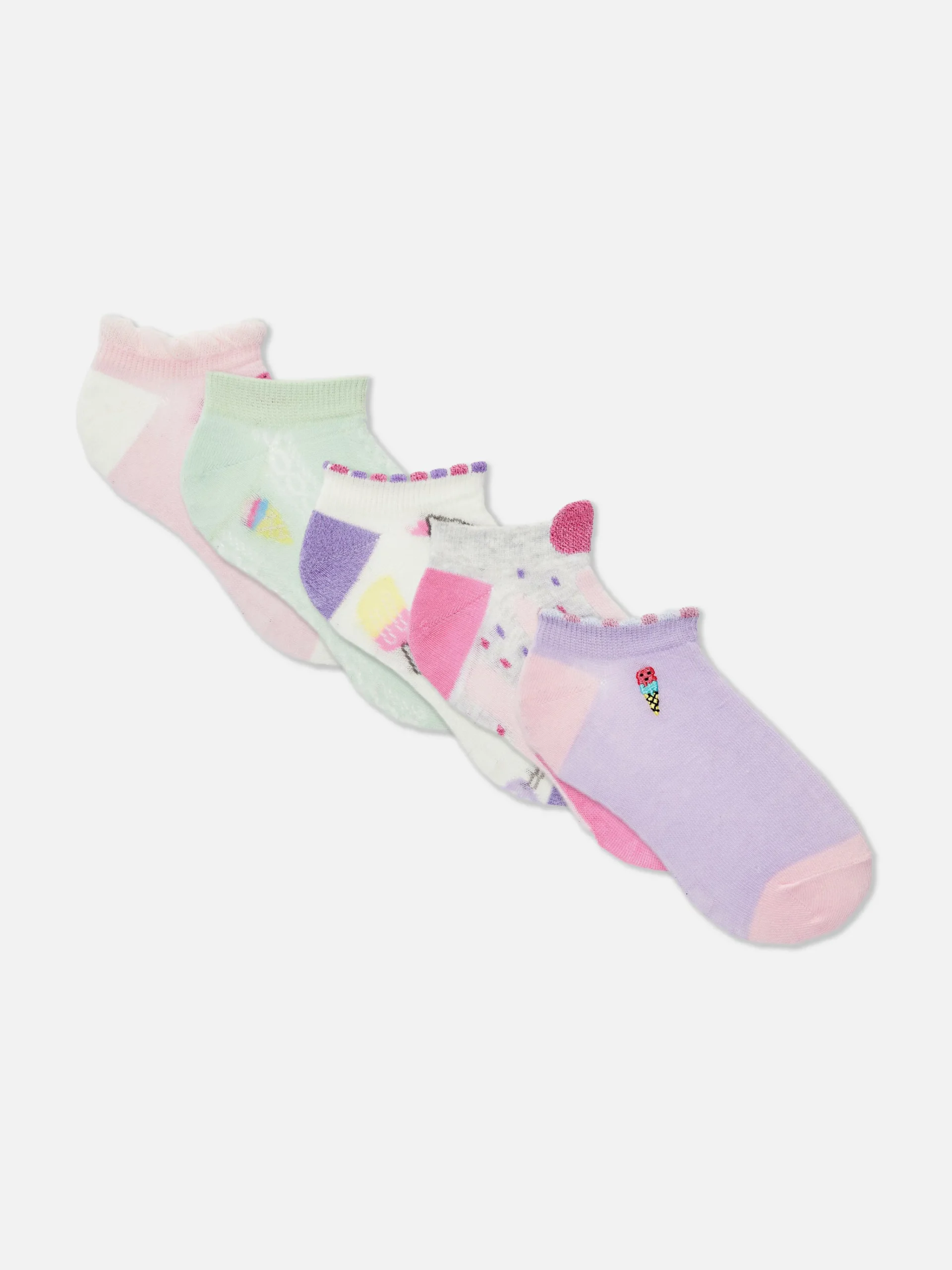 Enfant Primark Chaussettes Et Collants|Lot De 5 Paires De Socquettes à Imprimé Crème Glacée