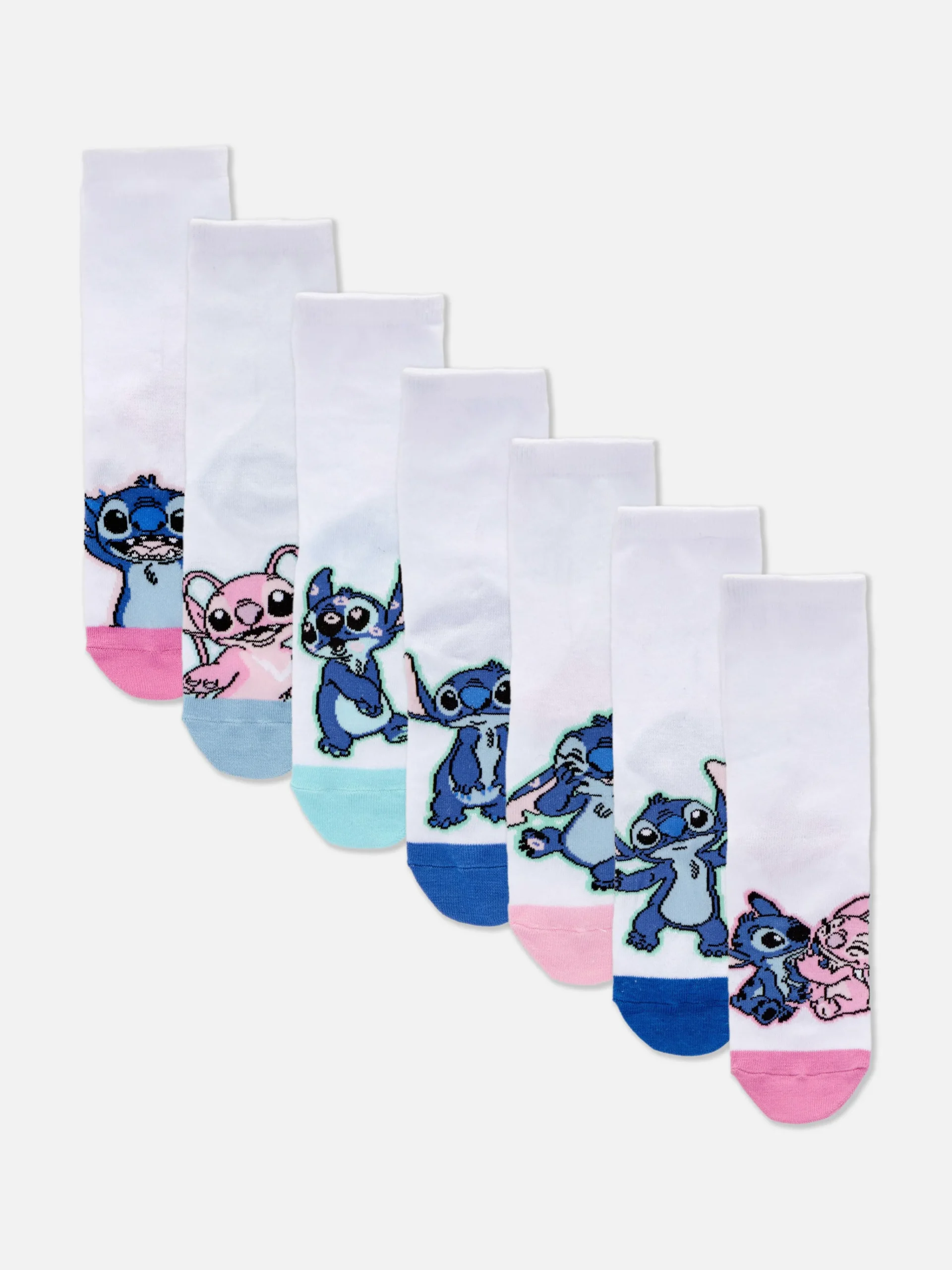 Enfant Primark Chaussettes Et Collants|Lot De 7 Paires De Socquettes Disney Lilo & Stitch Angel