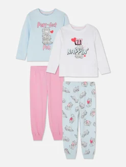 Enfant Primark Pyjamas Et Vêtements De Nuit|Lot De 2 Pyjamas Longs à Motif Chat