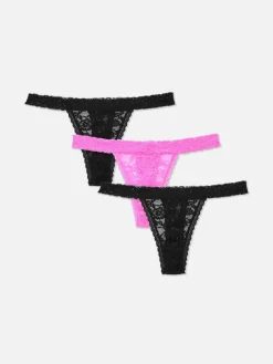 Femme Primark Culotte|Lot De 3 Strings à Finitions En Dentelle
