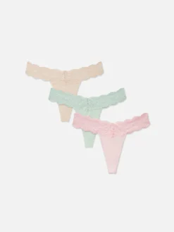 Femme Primark Culotte|Lot De 3 Strings Bandeau En Dentelle