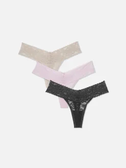 Femme Primark Culotte|Lot De 3 Strings Bandeau En Dentelle Florale