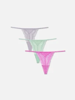 Femme Primark Culotte|Lot De 3 Strings En Dentelle