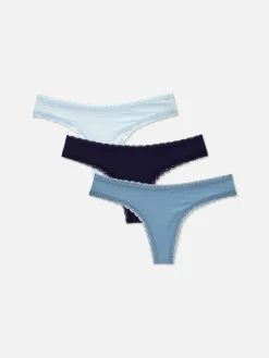 Femme Primark Culotte|Lot De 3 Strings En Microfibre Et En Dentelle