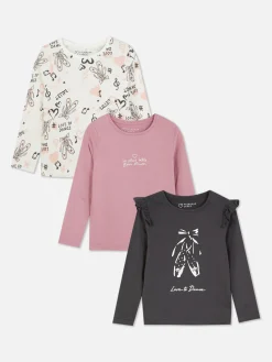 Enfant Primark Hauts Et T-Shirts|Lot De 3 T-shirts à Manches Longues Et à Motif Ballet