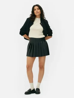 Femme Primark Jupes|Mini-jupe Plissée En Simili Cuir