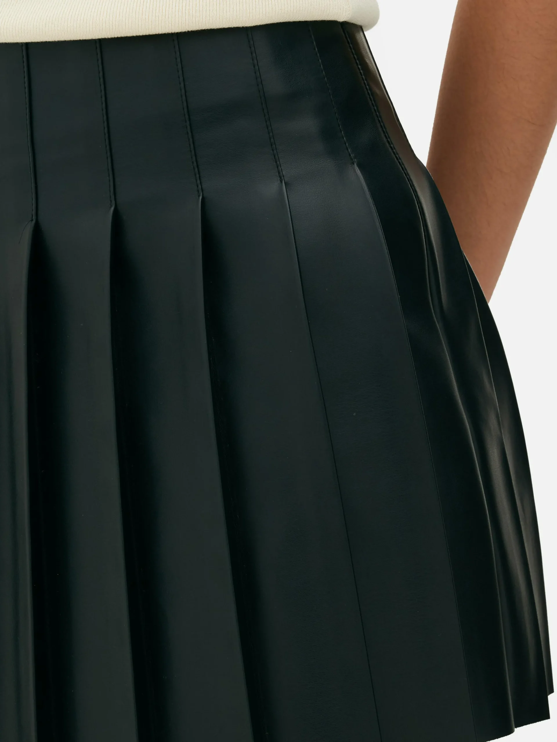 Femme Primark Jupes|Mini-jupe Plissée En Simili Cuir