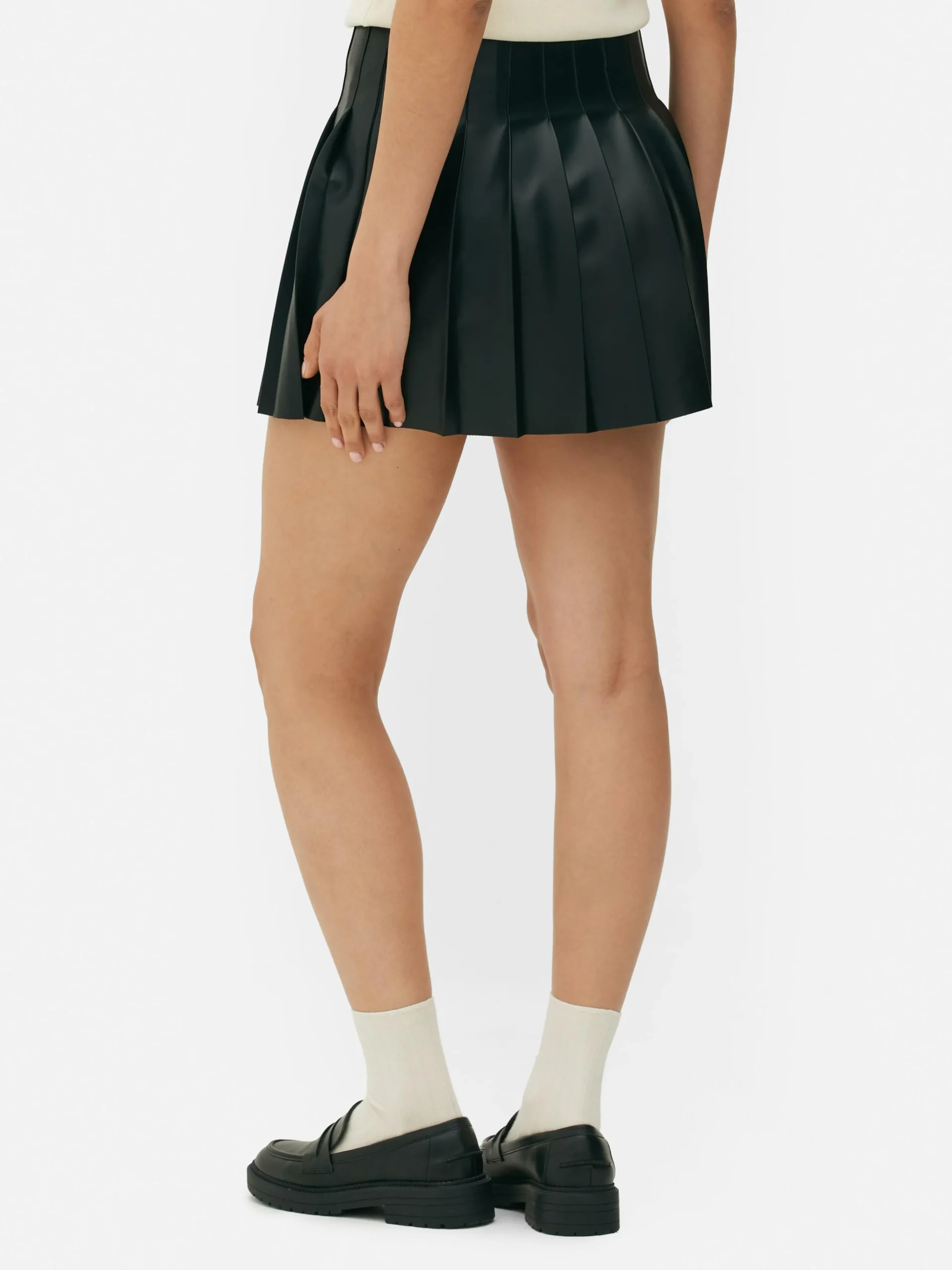 Femme Primark Jupes|Mini-jupe Plissée En Simili Cuir