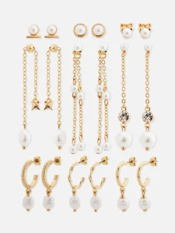 Femme Primark Bijoux|9 paires De Boucles D'oreilles à Fausses Perles