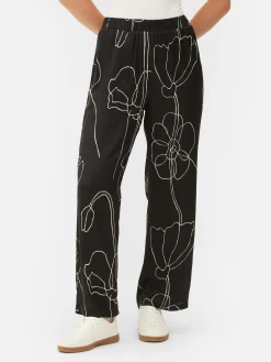 Femme Primark Pantalons Et Leggings|Pantalon à Fleurs En Satin à Coordonner