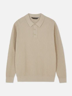 Homme Primark Pulls Et Gilets|Polo Texturé à Manches Longues