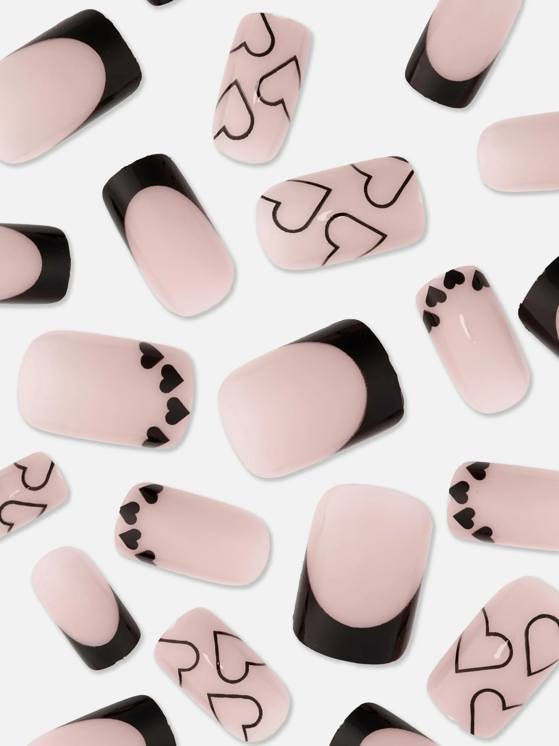 Primark Faux Ongles|PS... Faux Ongles Carrés Brillants Avec Cœurs