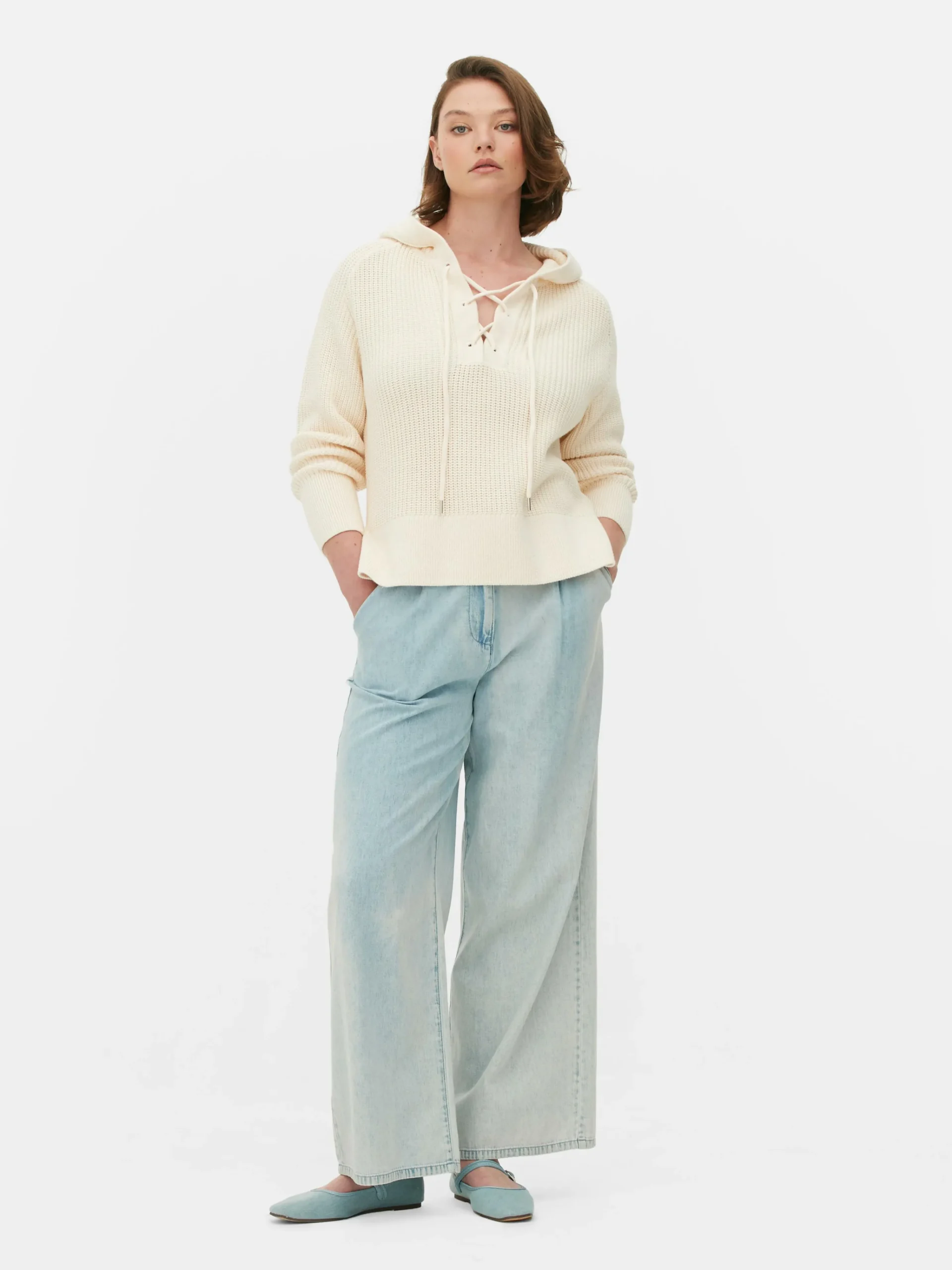 Femme Primark Pulls Et Gilets|Pull à Capuche à Lacet En Treillage Sur Le Devant