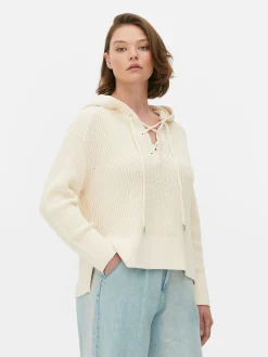 Femme Primark Pulls Et Gilets|Pull à Capuche à Lacet En Treillage Sur Le Devant