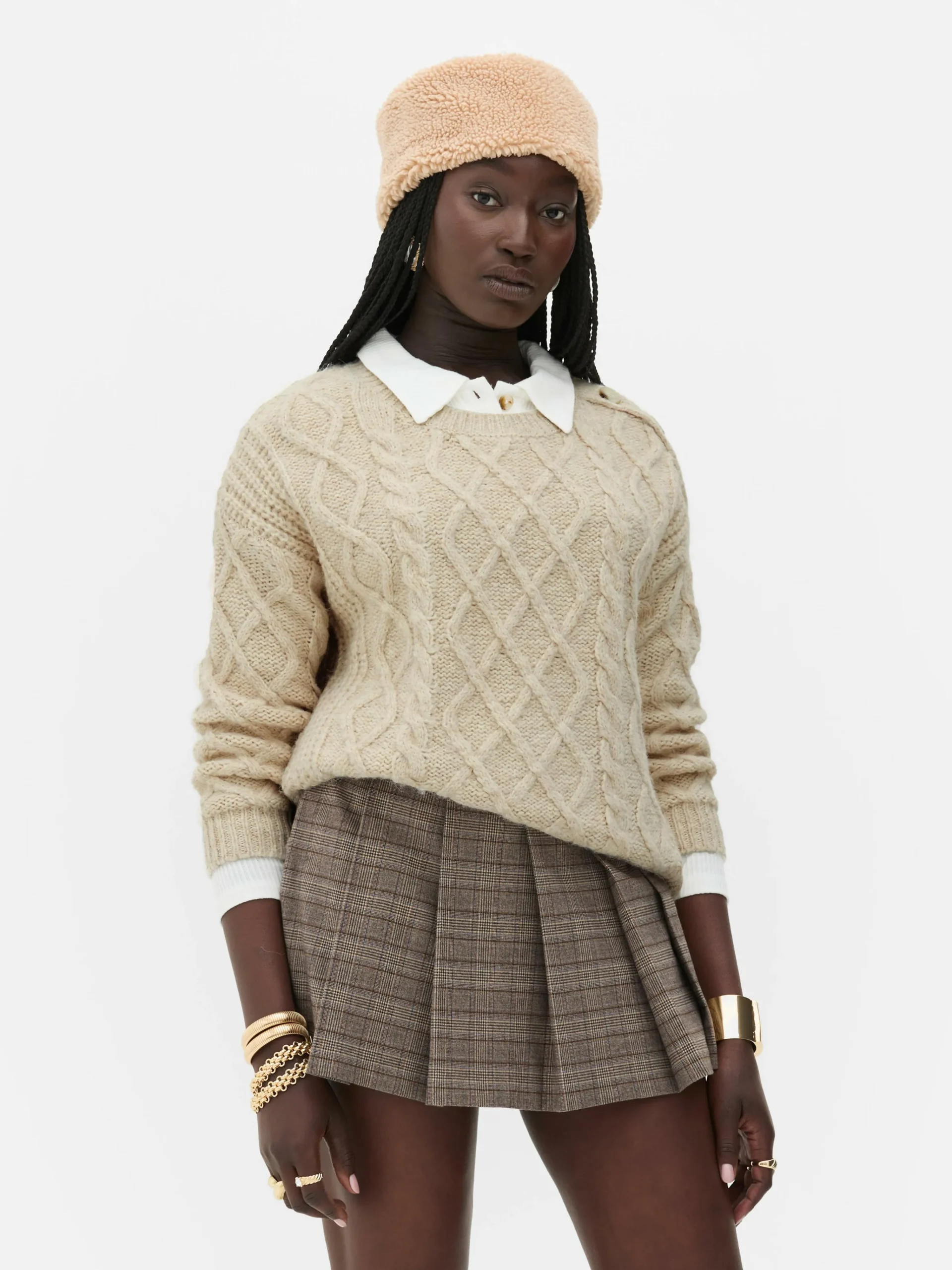 Femme Primark Pulls Et Gilets|Pull Boutonné En Maille Torsadée Rita Ora