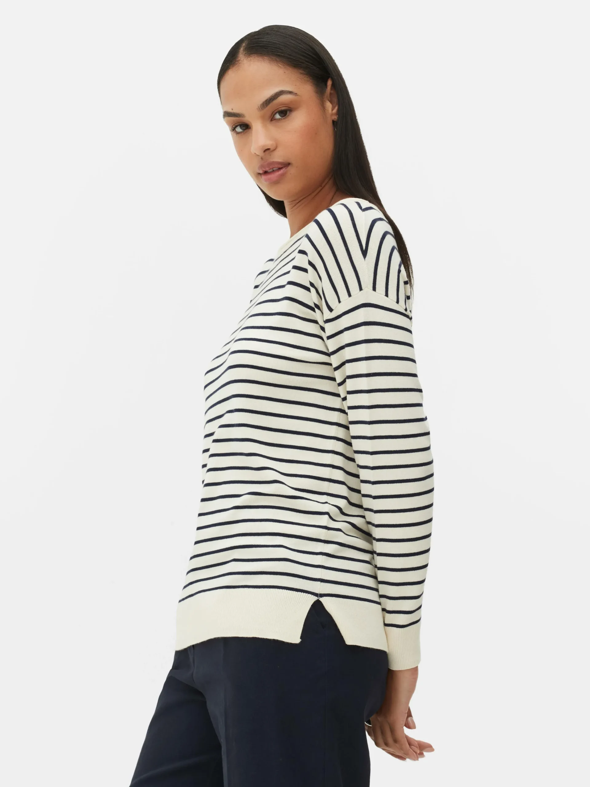 Femme Primark Pulls Et Gilets|Pull Col Bateau à Rayures En Maille Fine