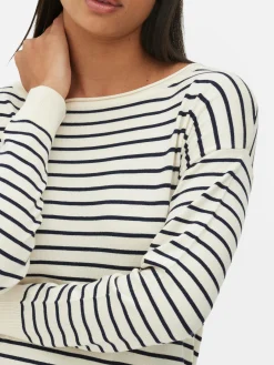 Femme Primark Pulls Et Gilets|Pull Col Bateau à Rayures En Maille Fine