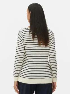 Femme Primark Pulls Et Gilets|Pull Col Bateau à Rayures En Maille Fine