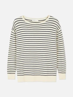 Femme Primark Pulls Et Gilets|Pull Col Bateau à Rayures En Maille Fine