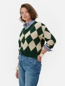 Femme Primark Pulls Et Gilets|Pull En Maille à Col En V Et Motif Losanges Rita Ora