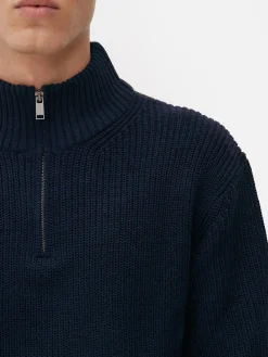 Homme Primark Pulls Et Gilets|Pull En Maille Côtelée à Col Zippé