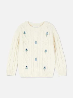 Enfant Primark Pulls Et Gilets|Pull En Maille Torsadée à Fleurs Brodées