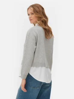 Femme Primark Pulls Et Gilets|Pull Tricoté à Message Et Chemise Deux-en-un