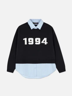 Femme Primark Pulls Et Gilets|Pull Tricoté à Message Et Chemise Deux-en-un