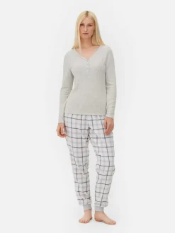 Femme Primark Ensembles Pyjamas|Pyjama à Manches Longues Avec Bas à Carreaux