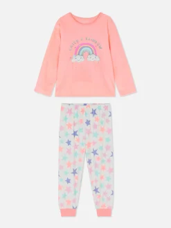 Enfant Primark Pyjamas Et Vêtements De Nuit|Pyjama Long En Velours Arc-en-ciel