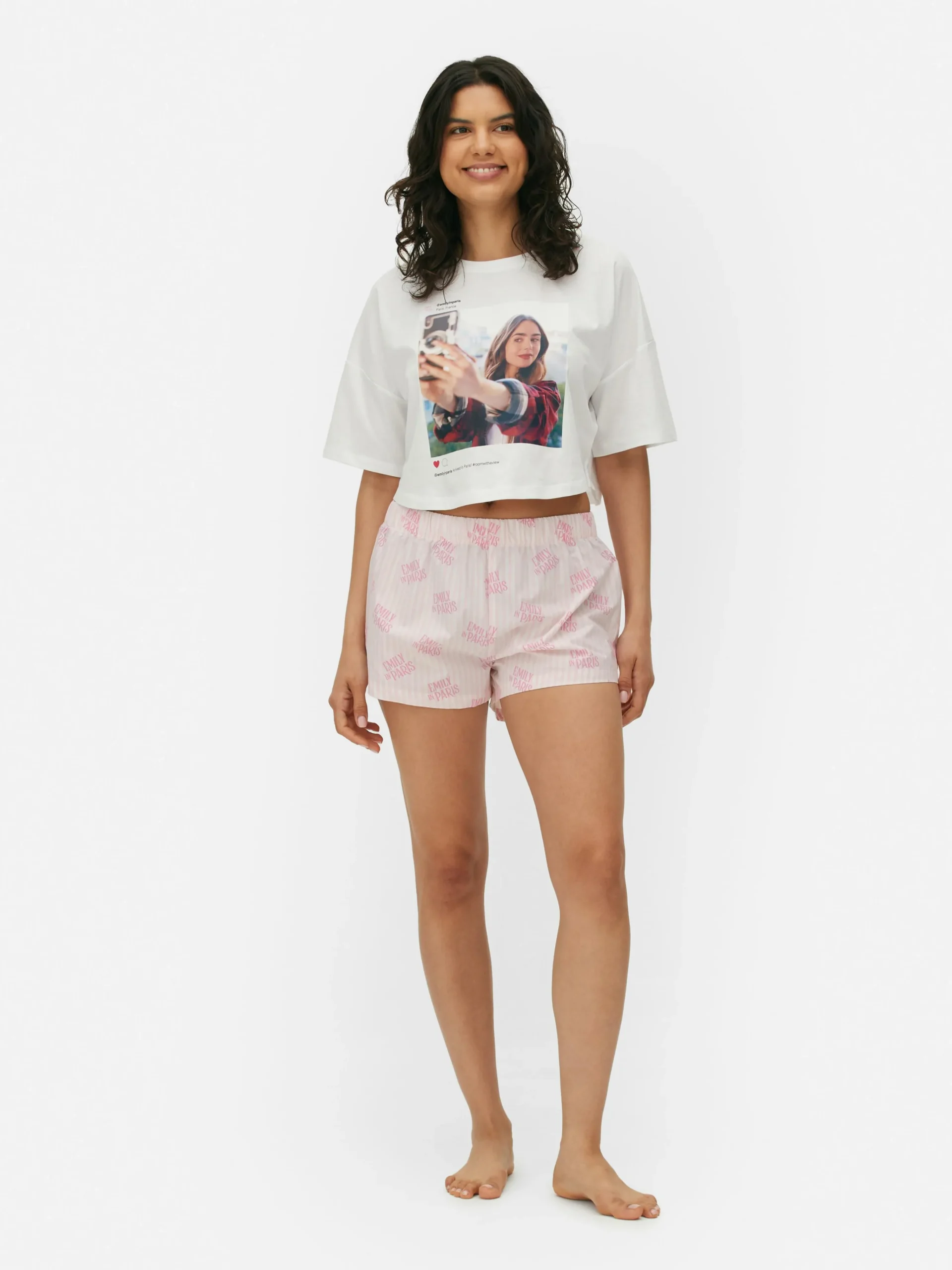 Femme Primark Ensembles Pyjamas|Pyjama T-shirt Court Et Shorty Emily In Paris