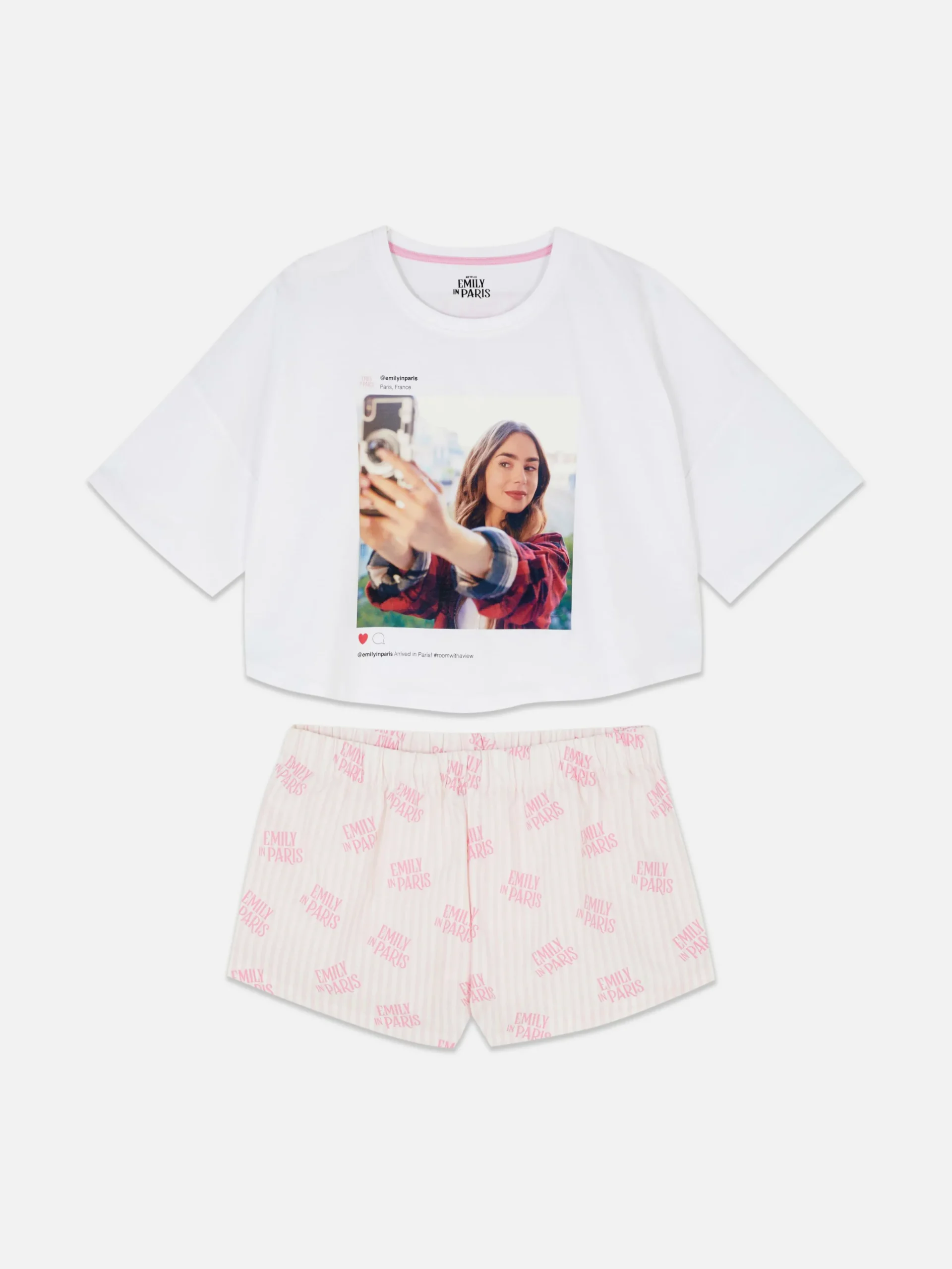 Femme Primark Ensembles Pyjamas|Pyjama T-shirt Court Et Shorty Emily In Paris