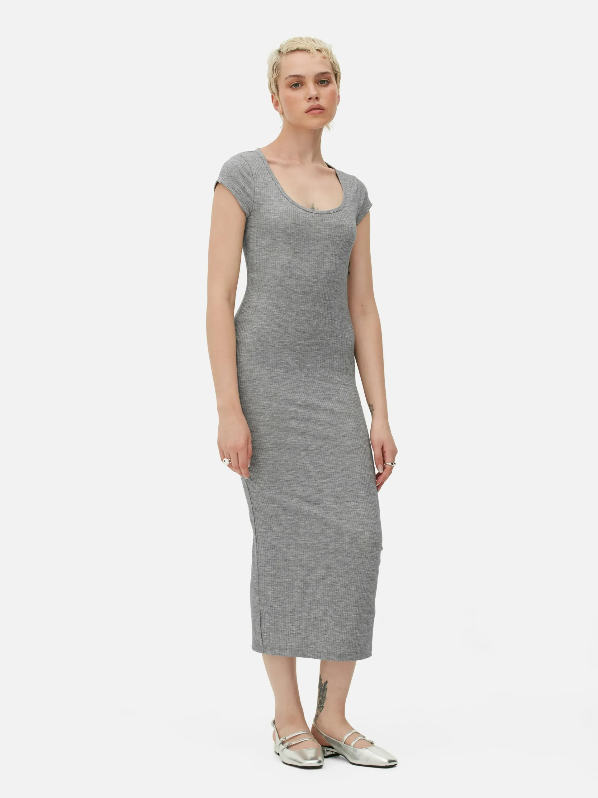 Femme Primark Robes|Robe Mi-longue Côtelée Et Décolletée